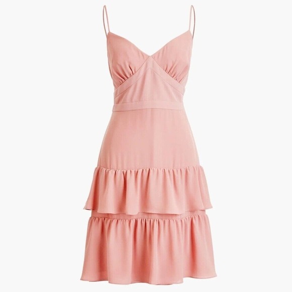 J. Crew Dresses & Skirts - J Crew Womens Dress Spaghetti Strap Cha Cha Tiered Ruffle Mini Pink Babydoll 10